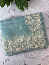 Tissue Organza saree with embroidery work MS14791 - PastelBlue