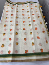 Semi linen saree with digital prints  MLS8765