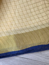Linen checks saree with zari border MLS9766