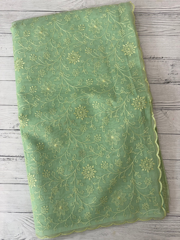 NetKota thread work saree MSH106 - Pastel PistaGreen