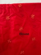 Organza saree with embroidery borders MOS4765 Red