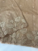 Viscose Organza saree with applique work-MSH103 DarkBeige