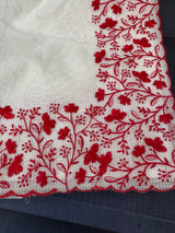 Kota silk saree with embroidery MSB643 OffWhite & Red