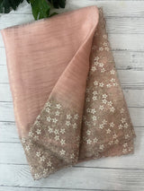 Crush tissue Organza saree with embroidery work MS14791- PastelPeach