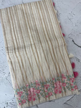 Mul chanderi saree with embriodery & zari lines MSH275