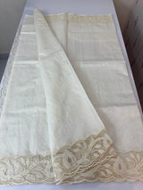 Mul chanderi saree with applique borders MSH111 -Offwhite