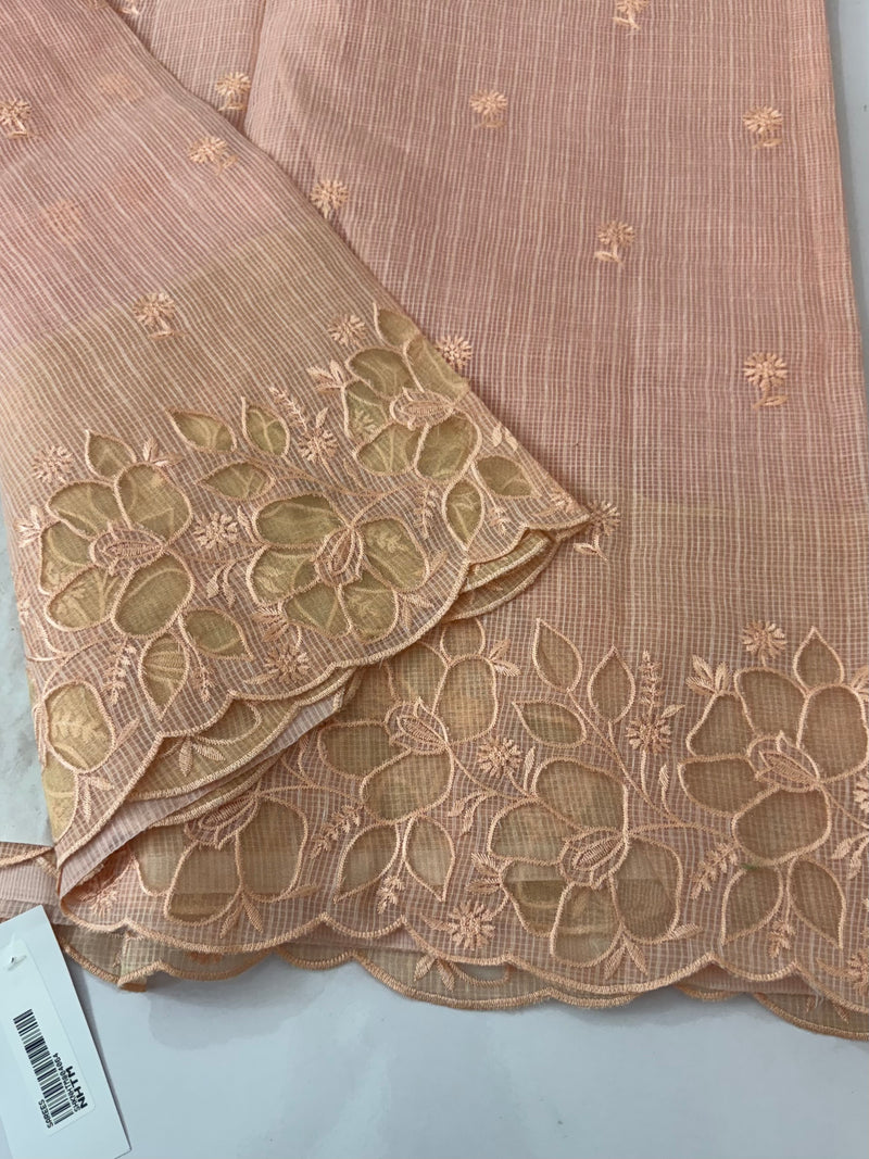 Soft kota silk saree with applique work MS85432 Peach
