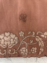 Mul chanderi tissue applique saree MSH151- NudeBrown