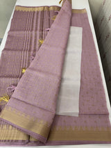 Semi chanderi saree with buttas MSF784 PastelOnion