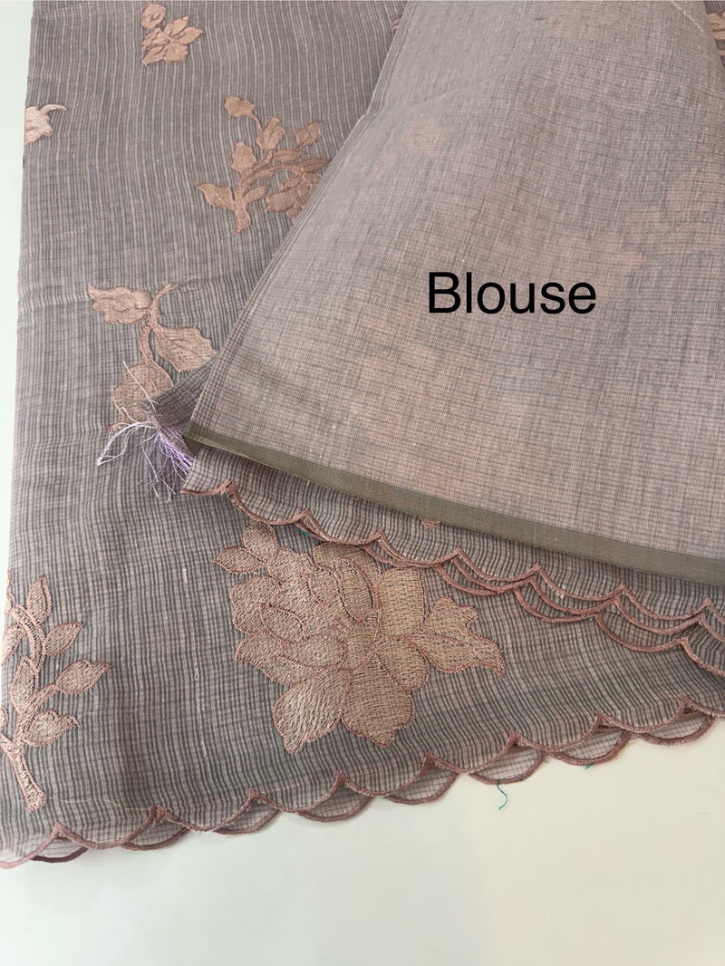 Silky kota embroidery saree  MSK890 DuskyMauve