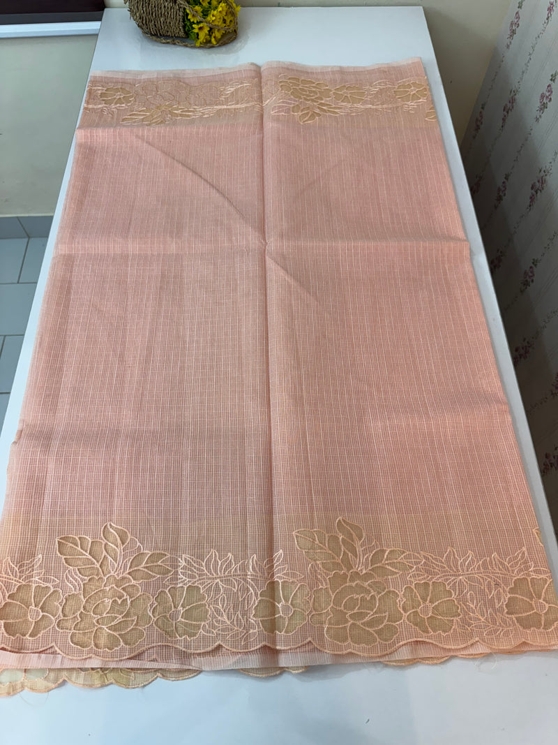 Soft kota silk saree with applique work MS85432- PastelPeach