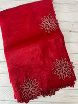 Crush Organza saree MSK5463- Red