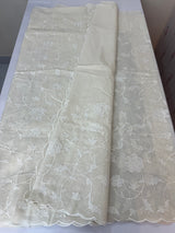 Mul chanderi applique work saree  MSH115 - Offwhite