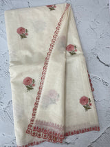 Mul chanderi embriodery saree with scalloped borders MSH290