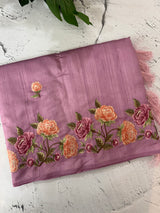 Art tussar saree with embroidery MST677 DustyOnionPink