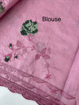 Crushed Blended tussar silk saree with embroidery- MSB7666 OnionPink