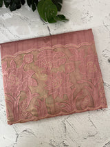 Blended tussar saree with organza applique applique borders MTSS452 DustyPeach