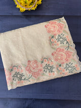 Phulkari NetKota embroidery saree - MSH107 Offwhite to Peach