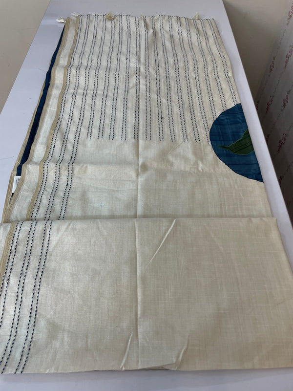 Blended tussar saree with kanta embriodery and appliqué work- MBTS99