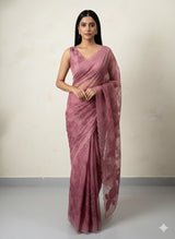Semi organza saree with appliqué work - MSH906