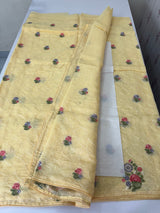 Semi linen saree with embroidery- MS15167