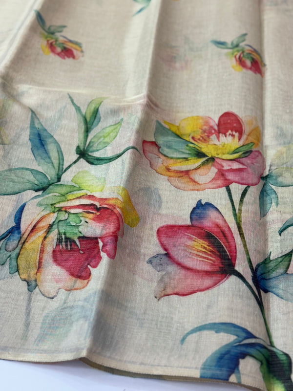 Tissue mix semi silk saree with digital prints MS8966