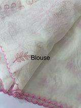 Mul chanderi tissue applique work saree MSH177