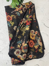 Chiffon Brasso saree with mirror work - MS7611 Black(2)
