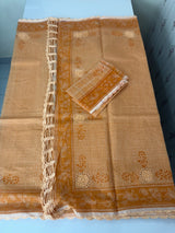 Supernet kota saree with crochet borders MS6777- Peach