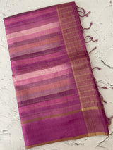Multi color Semi soft silk saree with borders MSS590