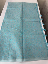 Moonga checks saree with embroidery MSH219 Blue