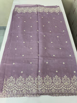 Soft Chanderi saree with  embroidery borders- MCK77 Lavender