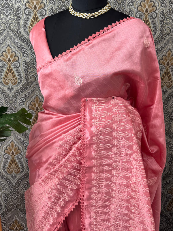 Art silk saree with embroidery SVTS26 Peach