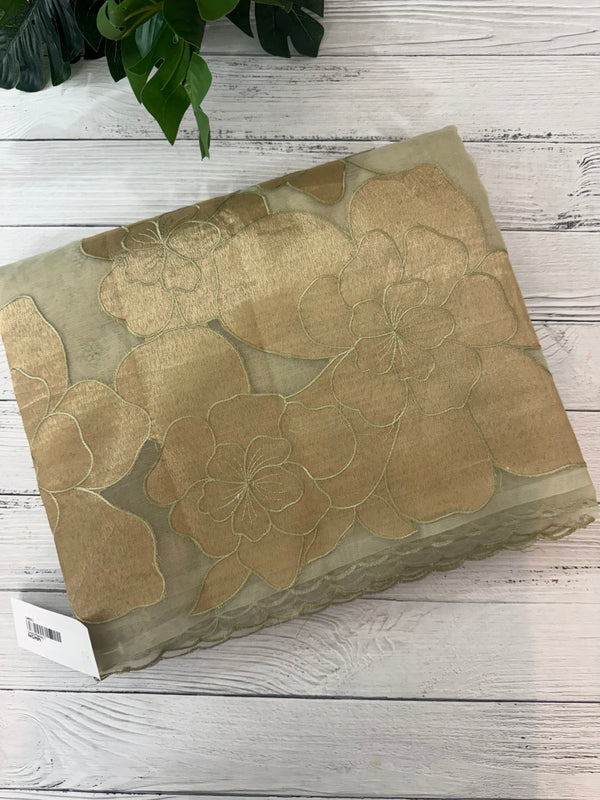 Organza saree with tissue applique work MS5081 - Pastel DuskyGreen