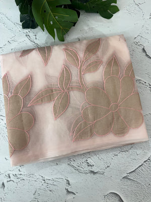 Soft organza saree with tissue appliqué work - MSH916 PastelPeachPink