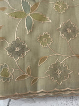 Moonga checks saree with prints and embroidery MSH154- DuskyOlive