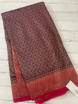 Banarasi semi katan saree with contrast border SHKNTNM - Purple to Pink