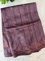 Blended tussar saree with cutwork - MSHK679 Mauve