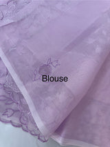 Viscose Organza saree with applique work-MSH101 Lavender