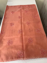 Organza saree with embroidery - MSH375 Peach
