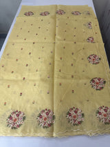 Kota checks saree with embroidery MS7645 Yellow