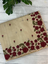 Cutwork Blended tussar saree MTS610 - Dark Beige