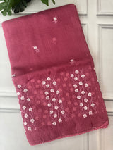 Kota checks saree with embroidery SVTS34- Pink