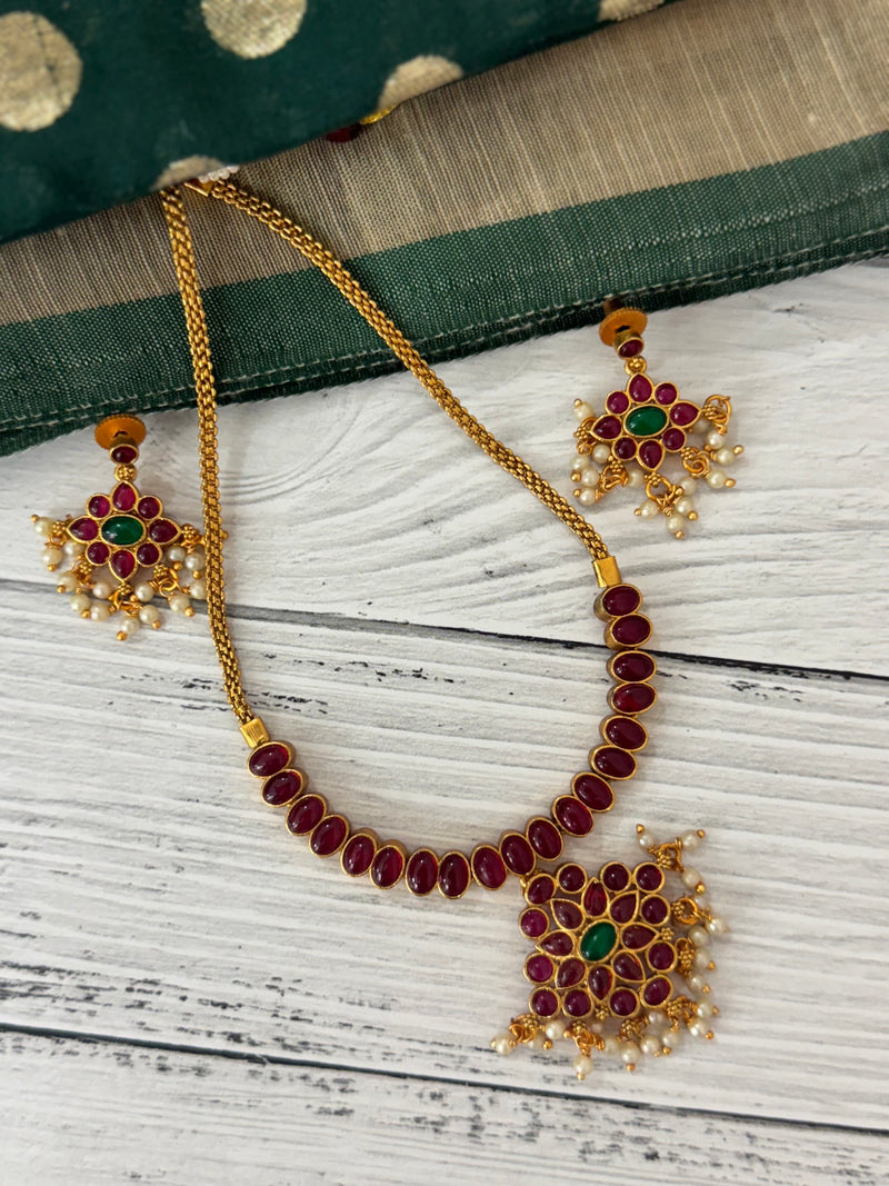 Antique matte Necklace Set