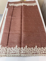 Kosa Tussar silk saree with embriodery - MS8178