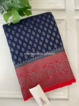 Banarasi viscose Georgette saree MKGS665 DarkBlue & Red