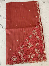 Cutwork Semi tussar saree MTSS674 Dark peach