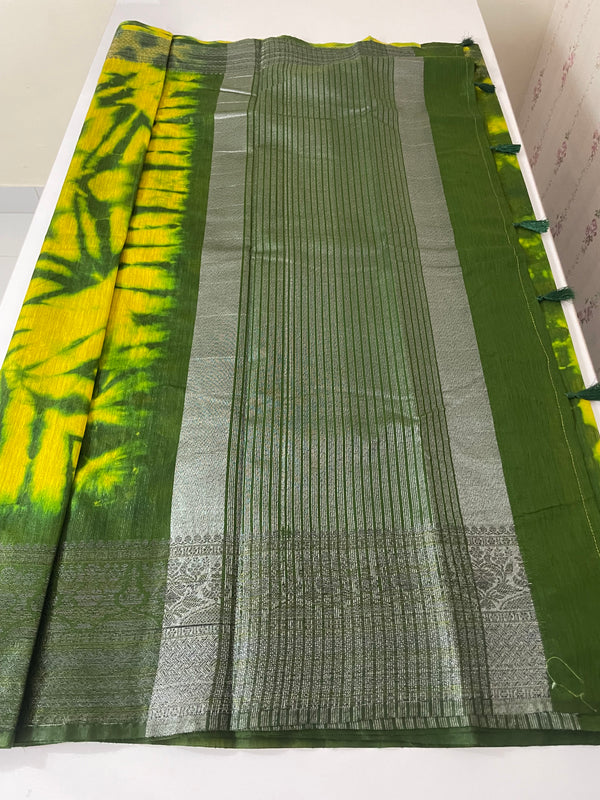 Tie & Dye semi silk sarees  MSS9876