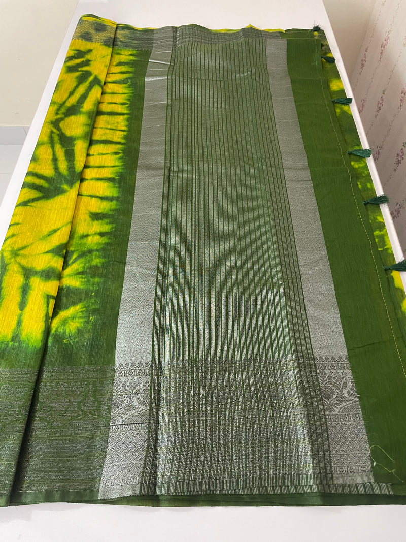 Tie & Dye semi silk sarees  MSS9876
