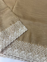 Crush Organza embroidery saree MS9739- Beige